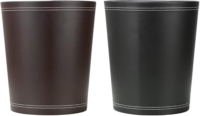 KINGFOM Classic Pu Leather Trash Can Wastebasket, Garbage Container Can - Image 9