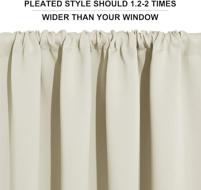 RYB HOME Beige Short Curtains Blackout, 45 inch Durable Cafe Curtains Room - Image 6