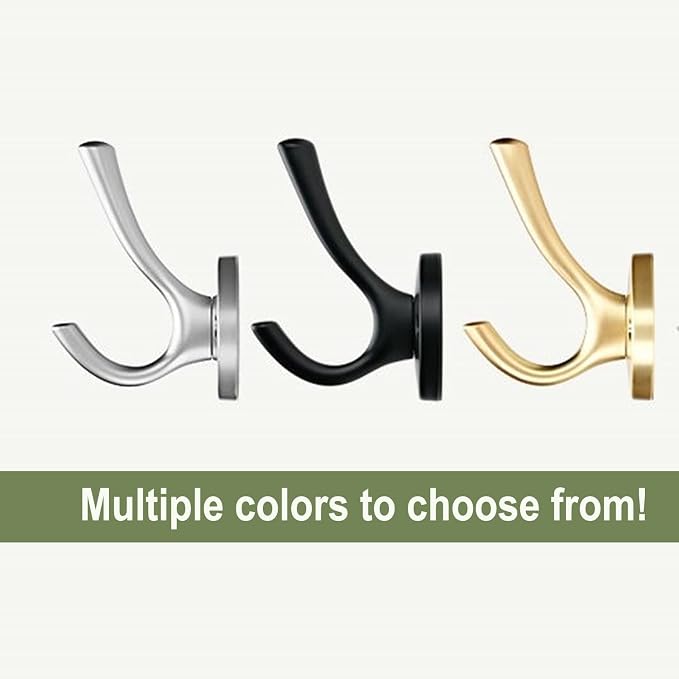Black Wall Hooks, 6 Pack Coat Towel Hook Heavy Duty Metal Double Bath Robe Hook - Image 8
