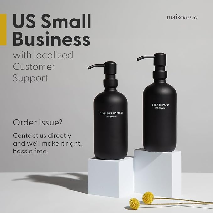 MaisoNovo Soap Dispenser 3-Piece Set | 16.9oz Black Bottles - Image 7