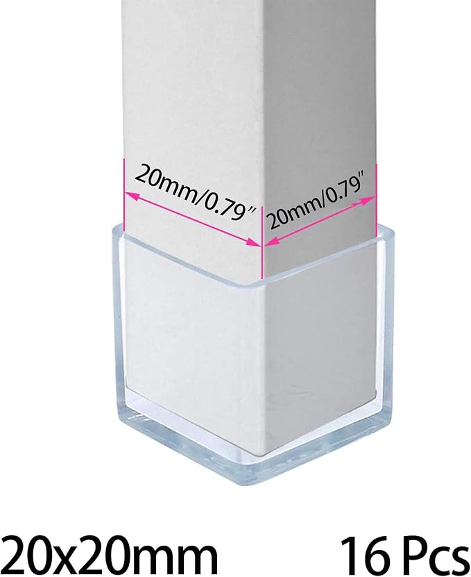 16 Pcs Transparent Square Anti-Slip Rubber Leg Tips Chair Leg Caps Furniture - Image 2