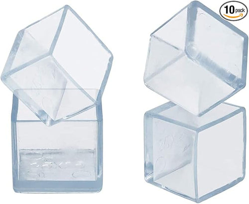 10 Pcs Transparent Square Anti-Slip Rubber Leg Tips Chair Leg Caps Furniture by Unknown