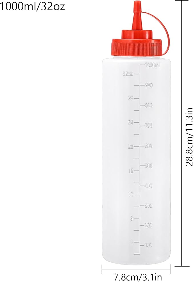 Condiment Squeeze Bottles Ketchup Dispenser, 4 Pack 32oz Squeeze Bottles - Image 2
