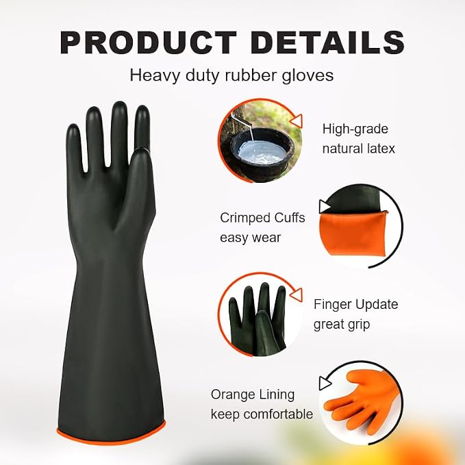Heavy-Duty Latex Chemical Resistant Gloves - Image 2