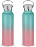 Neihepal 20 oz Insulated Water Bottles Bulk 2 Pack, Stainless Steel Double Wall by Neihepal