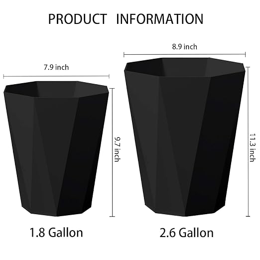 2 Pack Bathroom Trash Can 2.6 Gallon Small Garbage Can Waste Basket - Image 3