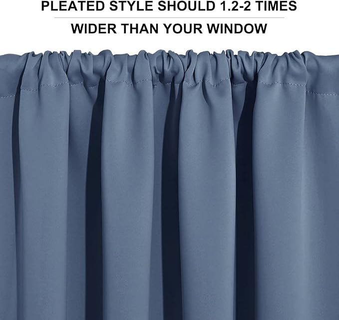 RYB HOME Blue Blackout Curtains 63 inch Length 2 Panels Set - Image 6