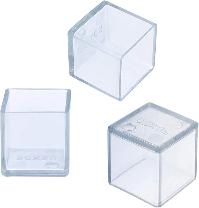 12 Pcs Transparent Square Anti-Slip Rubber Leg Tips Chair Leg Caps Furniture - Image 4