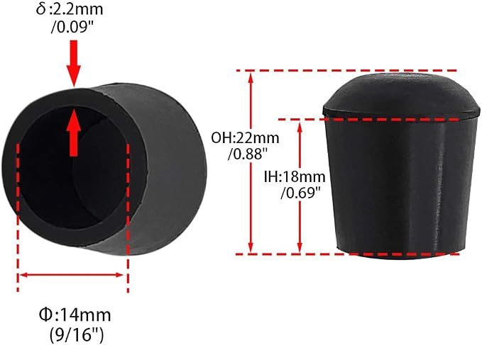 Flyshop 4 Pieces 14mm Rubber Chair Leg Caps Round, Non-Slip Protective Caps - Image 2