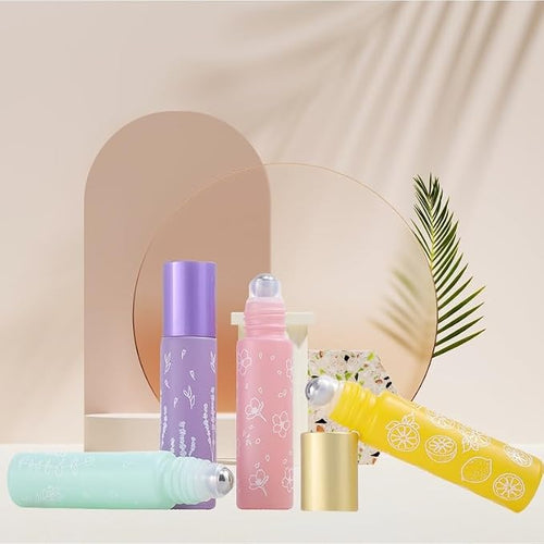 10 Pcs Yellow Glass Essential Oil Roller Bottles, 10ml Empty Refillable Roll on - Image 2
