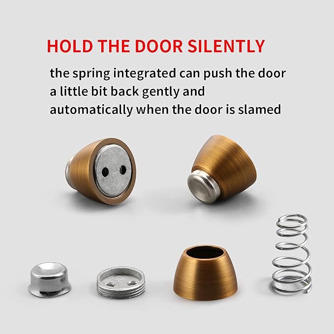 Door Stopper 1 Pack Magnetic Door Stops, Zinc Alloy Antique Brass Door Catch - Image 8