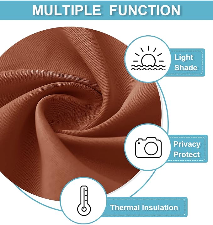 RYB HOME Room Darkening Curtains 54 inches Length, W 42 x L 54 inch, 2 Panels - Image 6