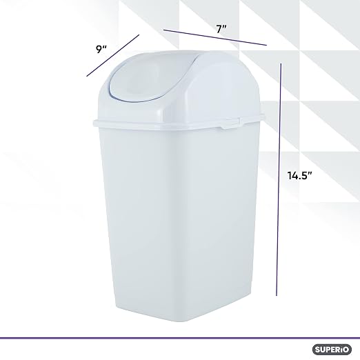 Superio Small 2.5 Gallon Plastic Trash Can - Image 2