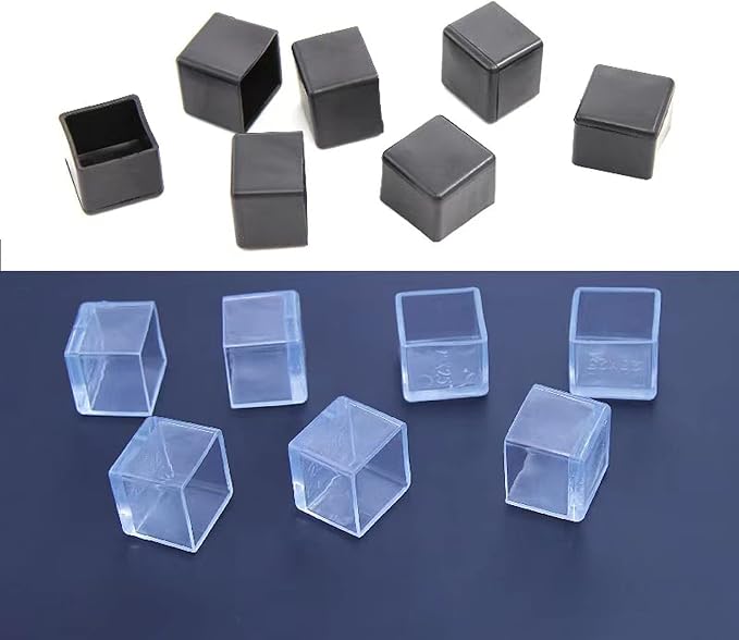16 Pcs Black Square Anti-Slip Rubber Leg Tips Chair Leg Caps Furniture Floor - Image 3