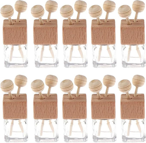 10 Pack, 8ml Clear Glass Car Air Freshener Perfume Clip Diffuser, Empty by Furnido