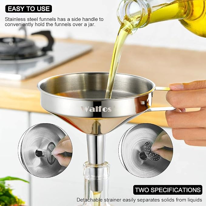 Stainless Steel Funnel, Walfos Kitchen Funnel - Image 2