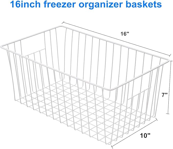 16inch Freezer Wire Storage Organizer Baskets, Household Refrigerator Bins - Image 6
