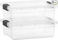 Superio Storage Bins with Lids- 2 Pack, 7.4 Qt Clear Boxes by Superio