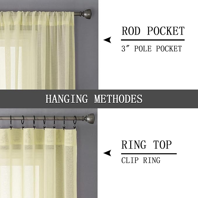 Tollpiz Short Sheer Tier Curtains Linen Textured Half Kitchen Curtain Sheers - Image 5