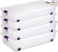 Sterilite 4-Pack 60 Quart ClearView Latch Box, Wheeled Underbed Organizer Bins by Sterilite