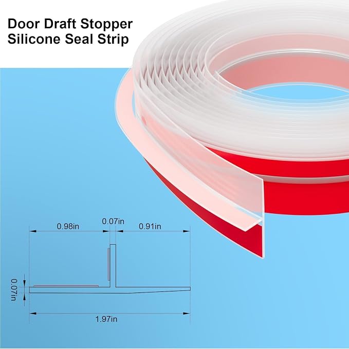 T-Shaped Door Draft Stopper, 1.97 in x 40 Ft Silicone Seal Strip - Image 2