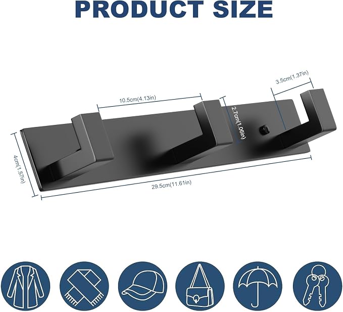 PMMASTO Coat Rack Wall Mount, Coat Hooks Wall Hooks - Image 2