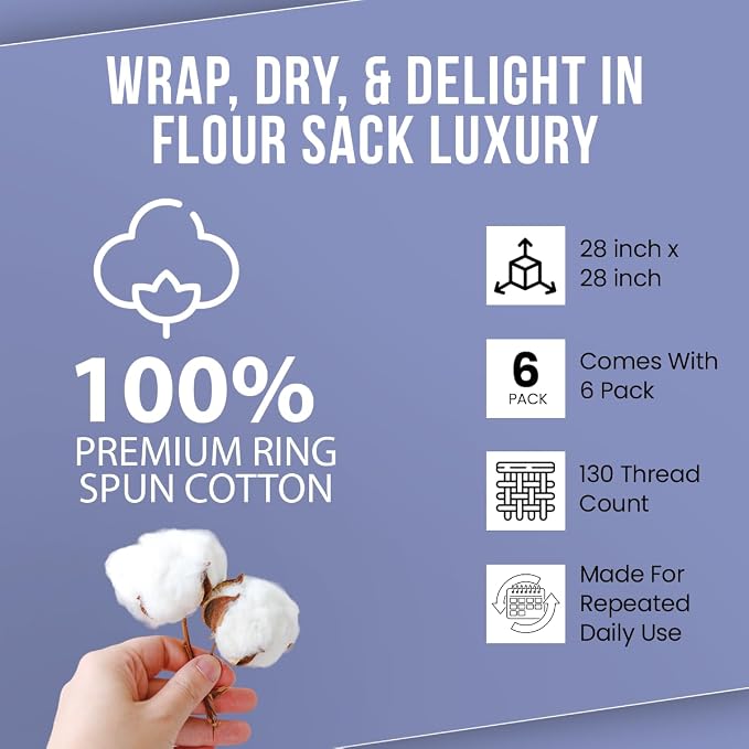 Flour Sack Towels| Tea Towel for Crafts| Kitchen Dish Cotton Blank Towel for - Image 6
