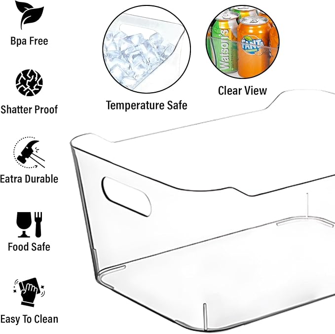 Clear Plastic Storage Bins, Small Fridge Organizer Kitchen Organizers and - Image 5