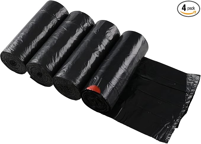 1.5 Gallon Drawstring Trash Bags, Small Black Garbage Bags, 208 Bags by Bblina
