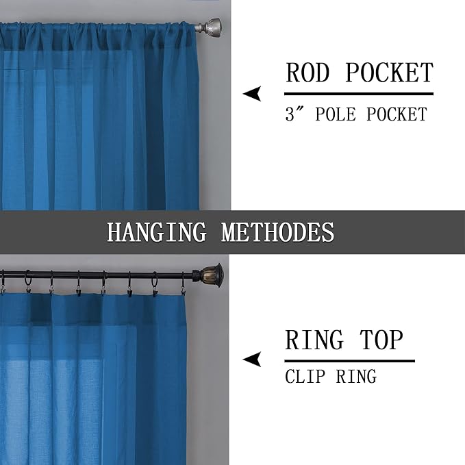 Tollpiz Sheer Curtains Bedroom Linen Textured Curtain Sheers Light Filtering - Image 5