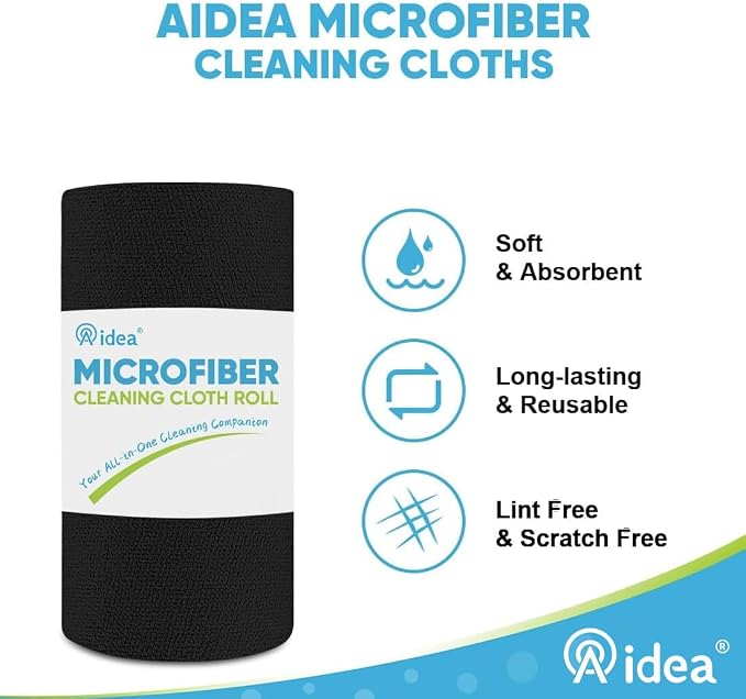 AIDEA Microfiber Cleaning Cloth Roll 55 Sheets, Shop Rags Washable, Cleaning - Image 3