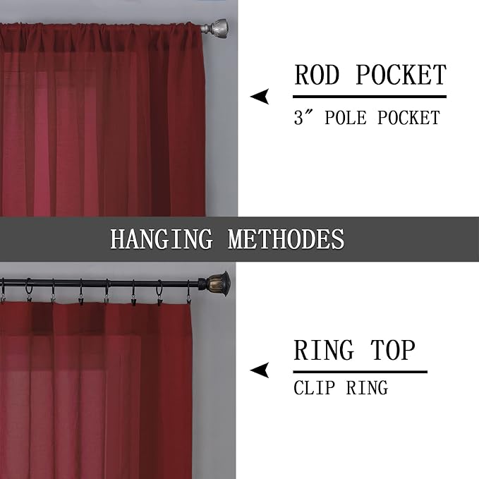 Tollpiz Short Sheer Tier Curtains Linen Textured Half Kitchen Curtain Sheers - Image 5