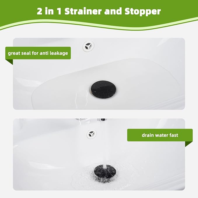 Universal 2PCS Bathroom Sink Stopper 2 in 1 Pop Up Metal Sink Drain Strainer - Image 5