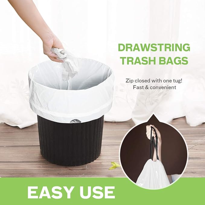 4 Gallon 320 Counts Strong Drawstring Trash Bags Garbage Bags by Teivio - Image 5