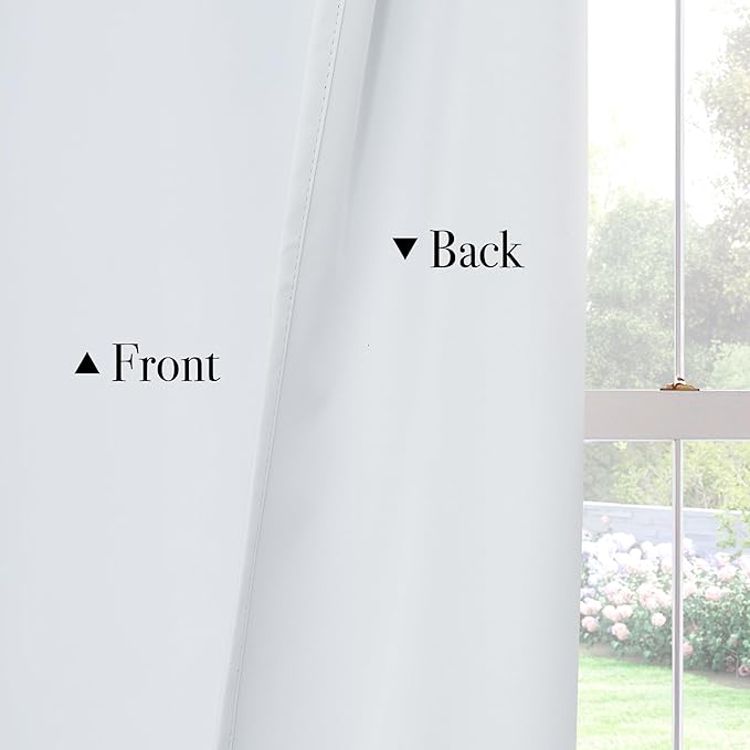 PONY DANCE White 100% Black Out Curtains 54 inch Length, Thermal Insulated - Image 2