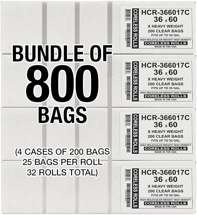 Aluf Plastics High Density Trash Bags, 55 Gallon, 17 Micron, - Image 2