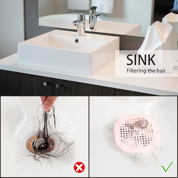 2 Pack Drain Cover Hair Catcher Silicone Drain Protector Hair Stopper - Image 5