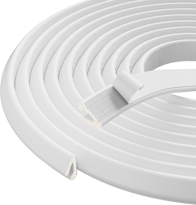 V Shape Foam Weather Stripping Door Frame Seal Strip 2Pcs×26FT White, Draft by KNEELISA