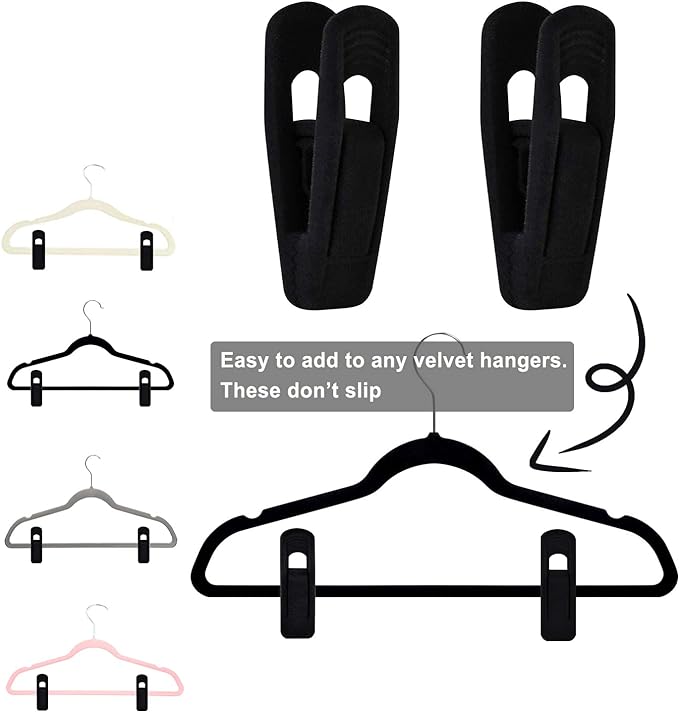 Black Velvet Hangers Clips 20 PCS, Non-Slip Velvet Clips - Image 3