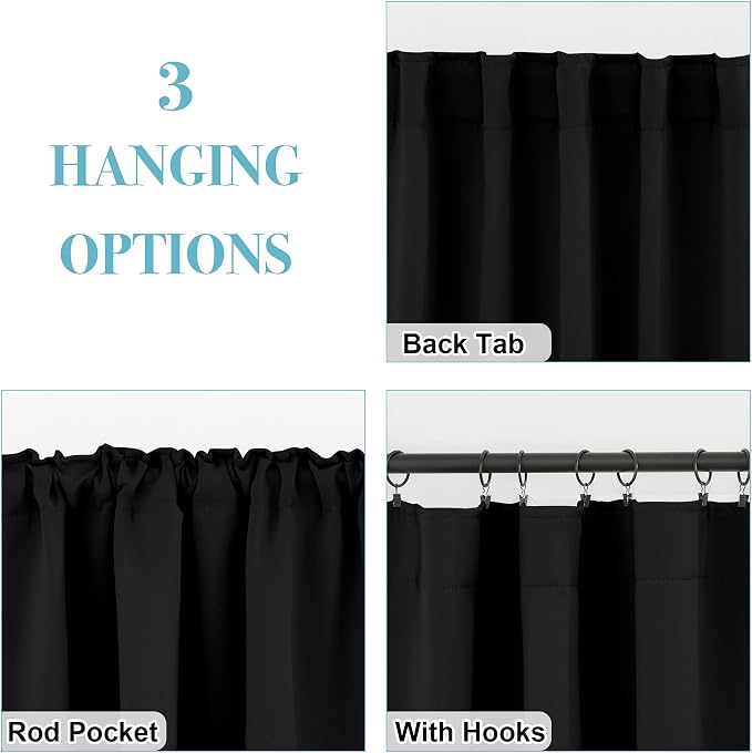 RYB HOME Blackout Curtains for Bedroom, Back Tab Curtain Drapes for Dining - Image 6