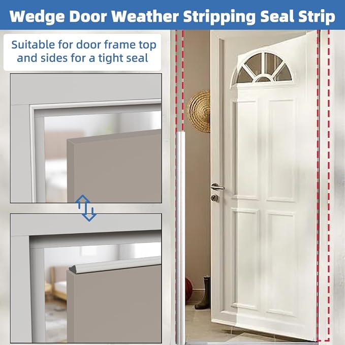 Wedge-Shape Window Weather Stripping Door Frame Seal Strip 2Pcs×196" Black - Image 4