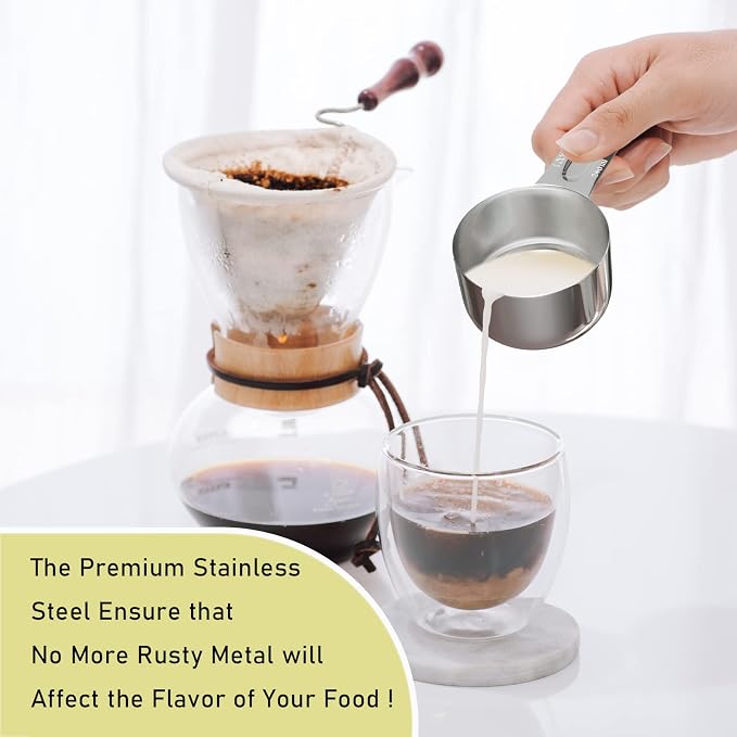 4PCS 1Cup Single Measuring Cup, Stainless Steel Measure Scoop, Metric and US - Image 4