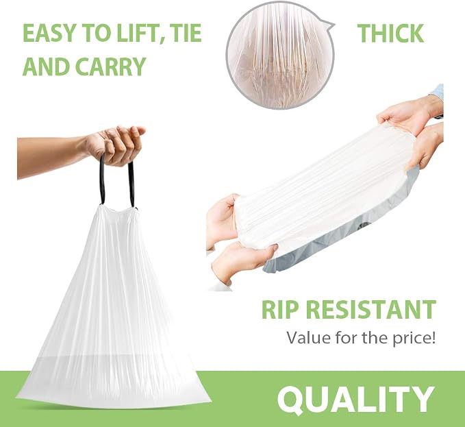 Teivio 2 Gallon 140pcs Strong Drawstring Trash Bags Garbage Bags, Bathroom - Image 4