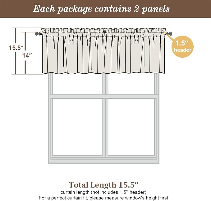 Chyhomenyc Sheer Valances for Windows 2 Pack, Small Valance for Living Room - Image 3