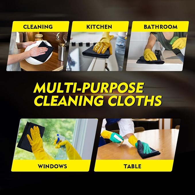 HOMEXCEL Black Microfiber Cleaning Cloth 50 Pack, 12.5 x 12.5 inch Microfiber - Image 6