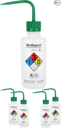 4pcs of Methanol Wash Bottles, Narrow Mouth, Self-Venting Safety Wash Bottles by LABINVO