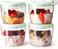 Overnight Oats Containers with Lids, 14oz 400ml Set of 4 Meal Prep Container by ANKOU