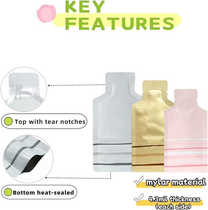 100 Pack 2.36x4.7 inch Heat Seal Sample Mylar Packet - Image 4