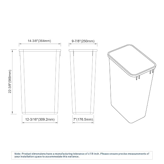 Dowell 50L Wastebasket Trash Container, 52.8Qt/13.2Gal, - Image 7