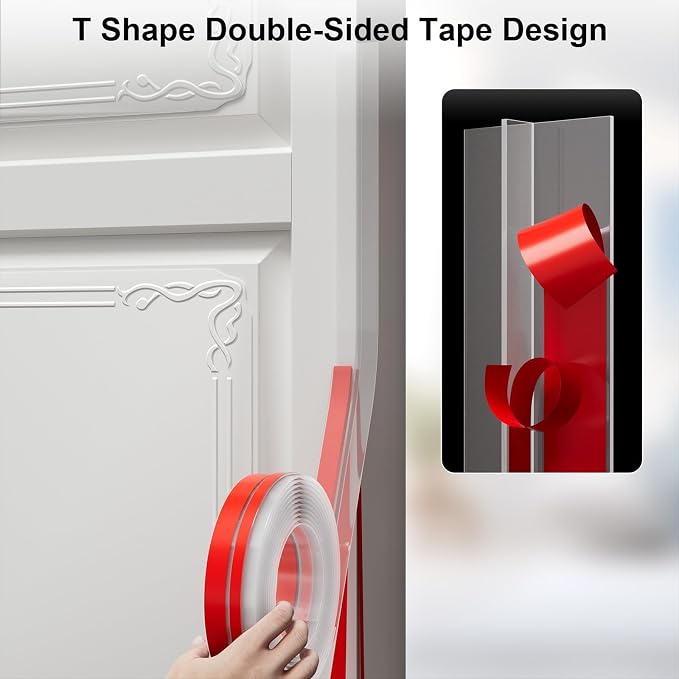 T-Shaped Door Draft Stopper, 1.97 in x 10 Ft Silicone Seal Strip - Image 3